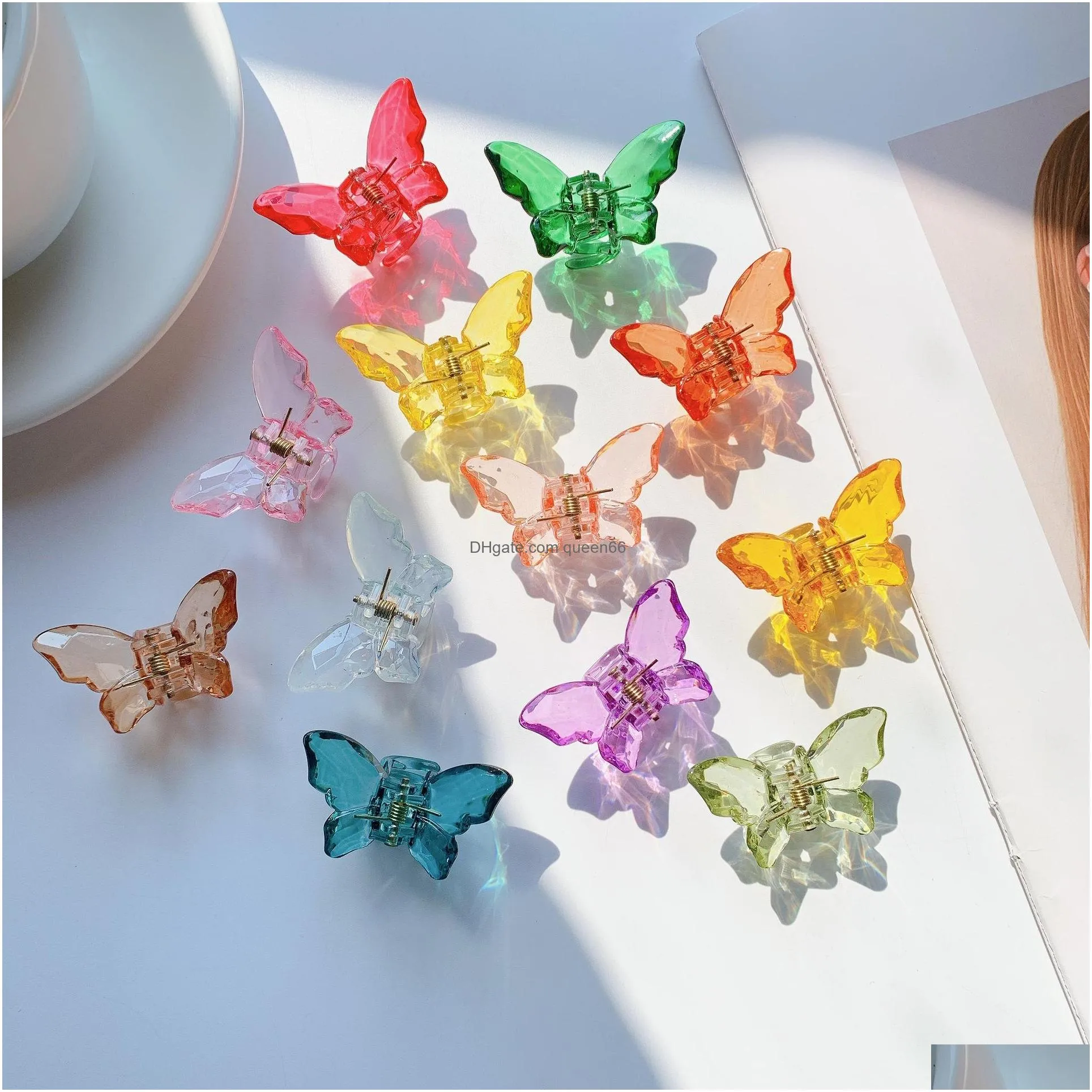 fashion jewelry candy color butterfly hairpin hair clips for women girls bobby pin acrylic barrette back head barrettes hair grab headdress