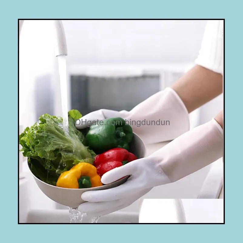 1 pair silicone cleaning gloves dishwashing scrubber dish washing sponge rubber gloves cleanings tools