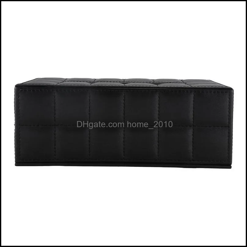 durable home car rectangle pu leather box paper holder case cover napkin black