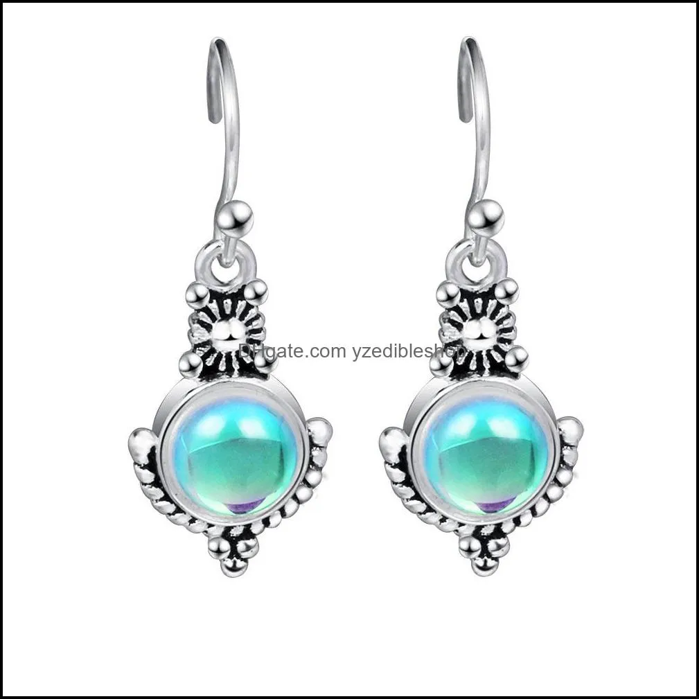 ethnic bohemia dangle drop moonstone earrings for women tibetan silver earring vintage earings fashion jewelry party gifts