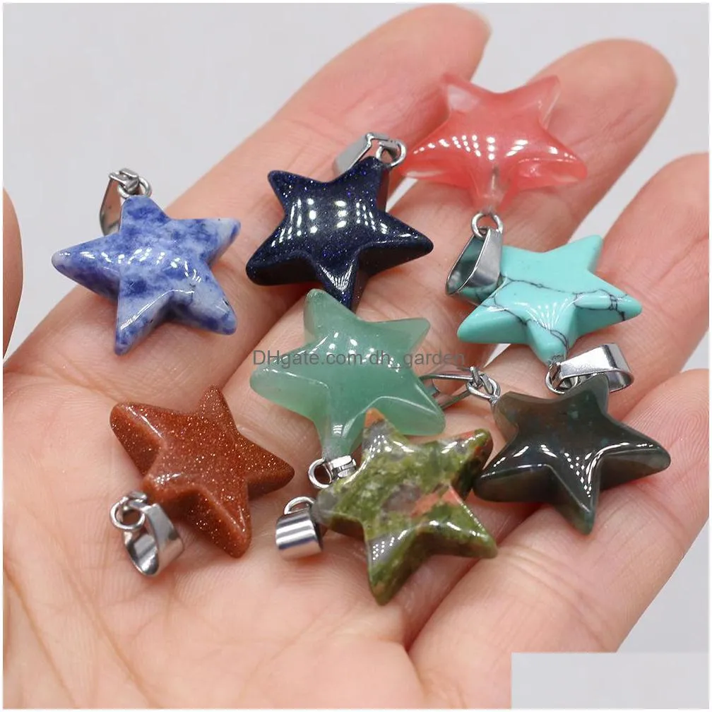 natural crystal five point star shape stone charms handmade pendants for necklace earrings jewelry making