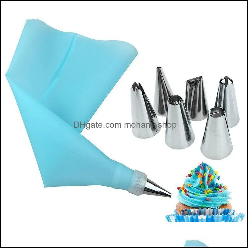 baking pastry tools 8pcs/set bag decorating cake stainless steel icing piping confectionery tool nozzles for cream