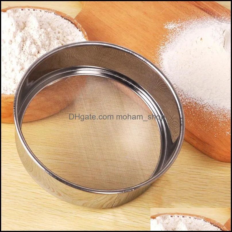 inch stainless steel kitchen supplies flour sifter baking strainer bolt sieve fine mesh powdered sugar pastry tools