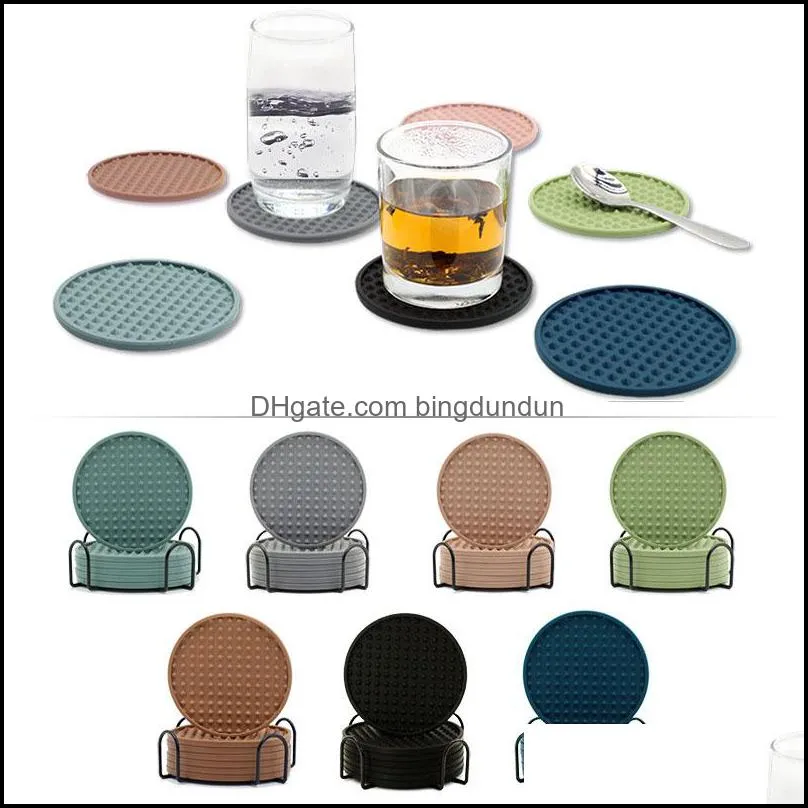 2022 new silicone coaster saucers pentagonal pyramid wine coaster round thickened can be equipped with storage bracket