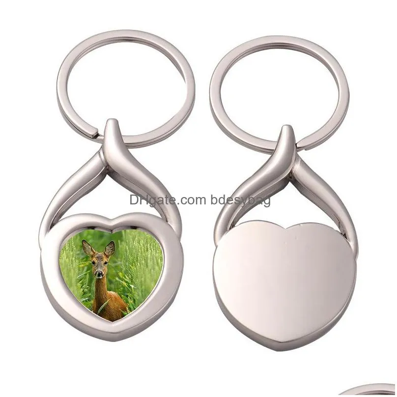 car keychains thermal transter sublimation blank key rings diy concave round rectangle heart alloy silver designer jewelry keychain for gift
