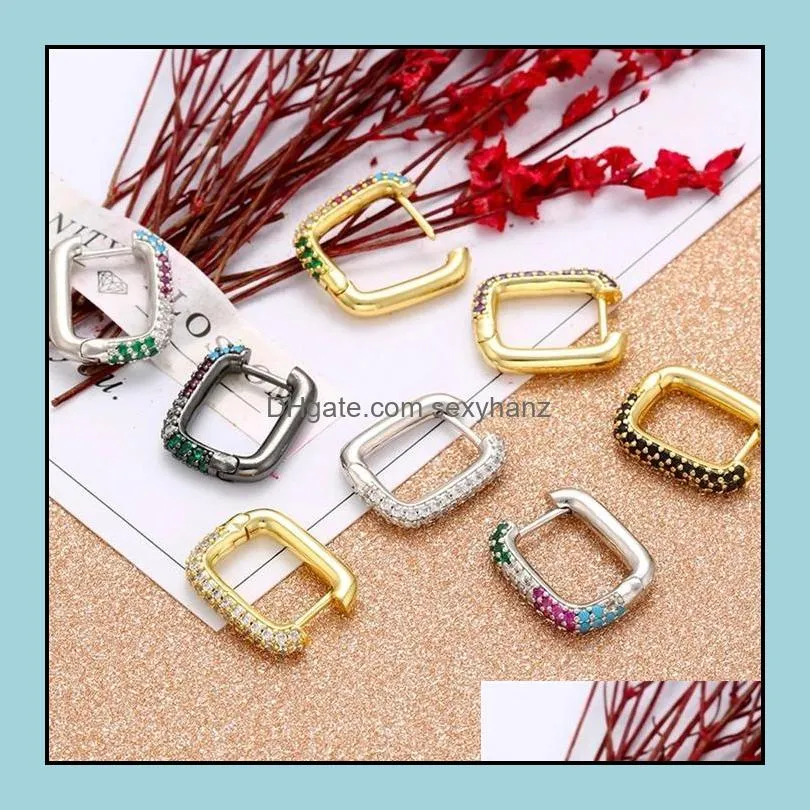 temperament exquisite earrings gold and silver small hoop earrings crystal female rainbow earrings fashion jewelry earring