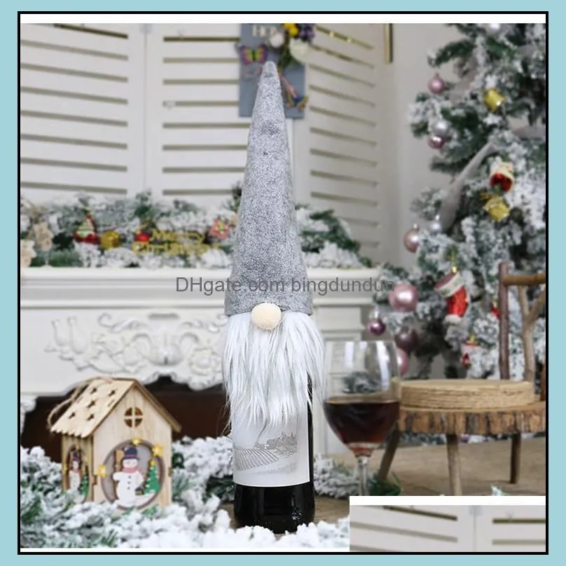 christmas faceless doll wine bottle case nordic land god santa claus champagne bottle cover new year decoration