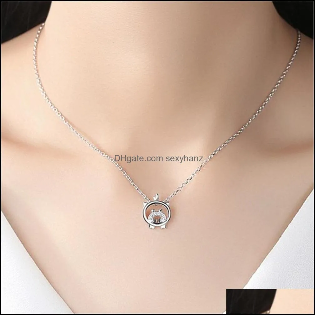 cute pig necklace for women lovely animal pendant neck chain chocker necklace jewelry party birthday gifts silver necklaces