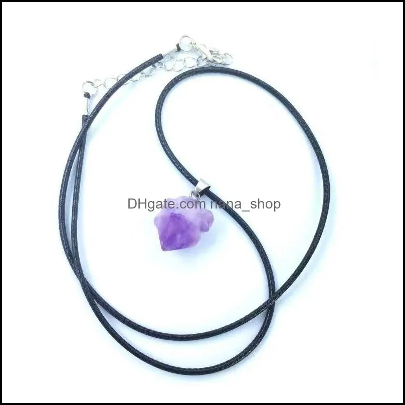 natural crystal pendant necklaces amethyst rough stone necklace jewelry 472 h1