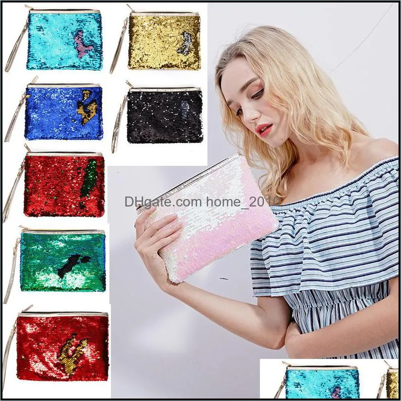 fashion toiletries zipper purse tote bag sequin female designer handbags purses portable sequined woman handbag cosmetic bag vtky2192