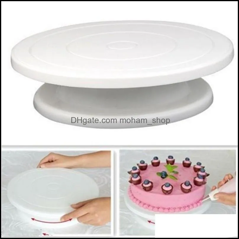 28cm plastic cake turntable rotating decorating cream cakes stand rotary table diy pan baking tool accessories pastry tools