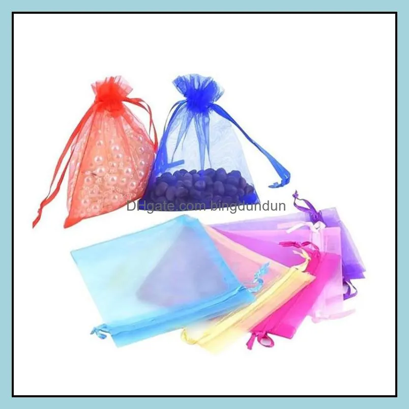 7x9cm small organza gift bag drawstring gift wrap jewelry bags multicolor candy  packaging pouch for wedding party christmas