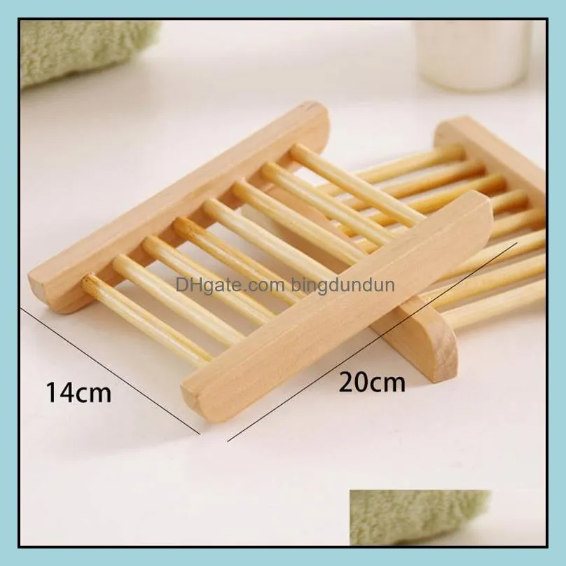 100pcs natural bamboo trays wholesale wooden soap dish tray holder rack plate box container for bath shower bathroom