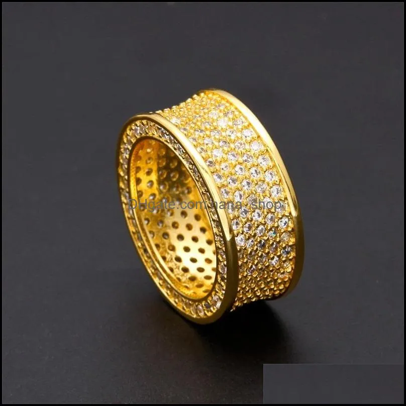 mens hip hop gold ring jewelry fashion gemstone simulation diamond iced out rings for men c3