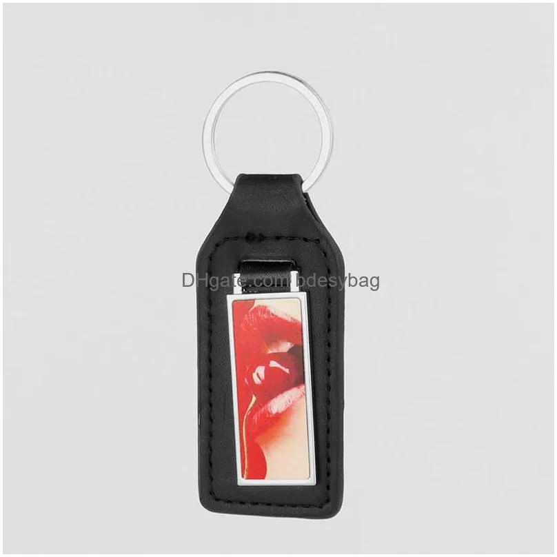 thermal transter diy sublimation blank leather keychains square round oval keychain photo frame keyring silver plated alloy car key ring souvenir lovers