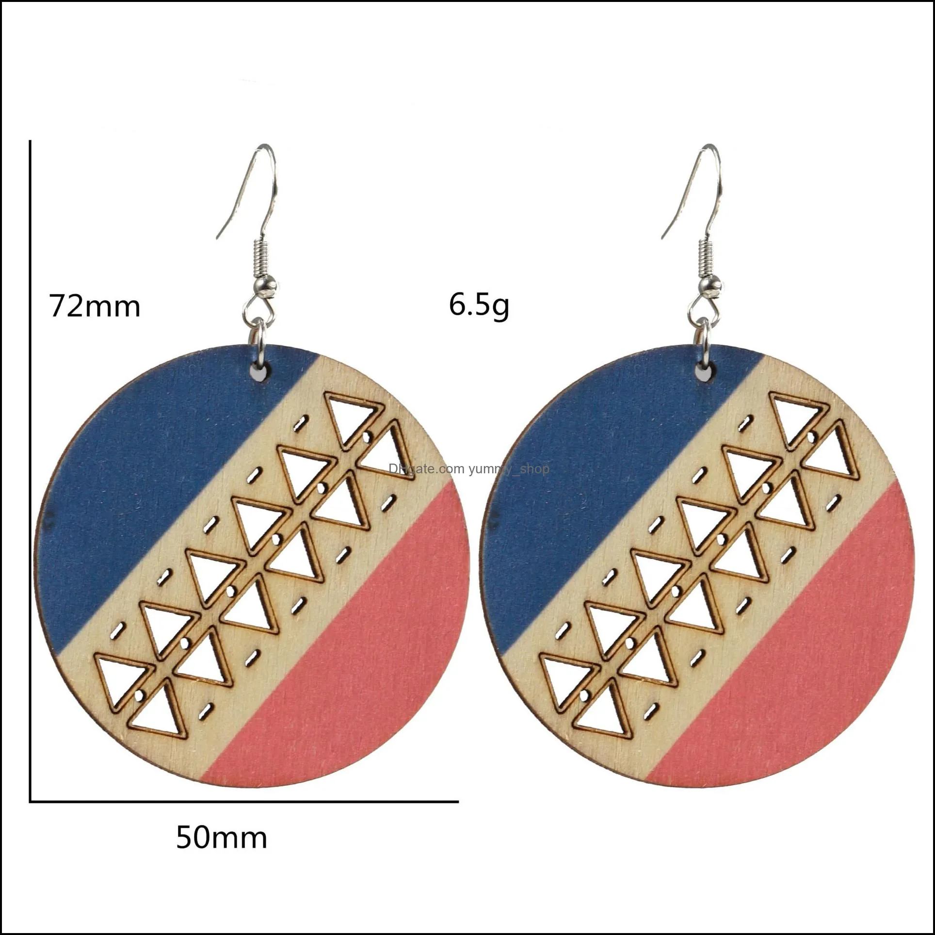  geometric wooden earrings charm for women color matching punk jewelry dangle earring wholesale