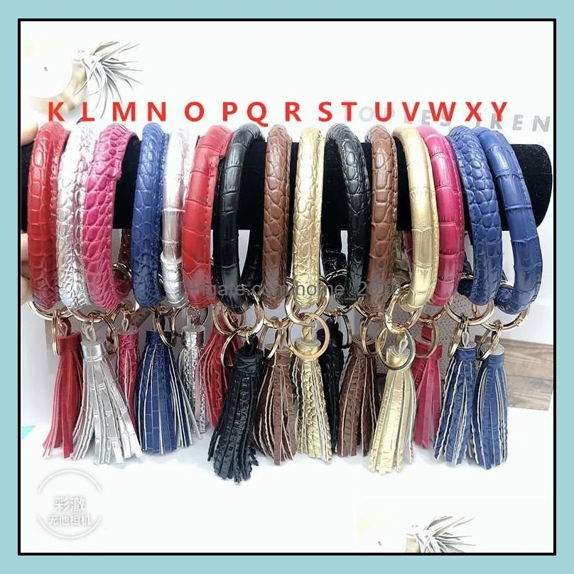 wristlet pu leather tassels bangle keychain bracelet key ring rlilly inspired chain sunflower leopard cactus keyring for women girl