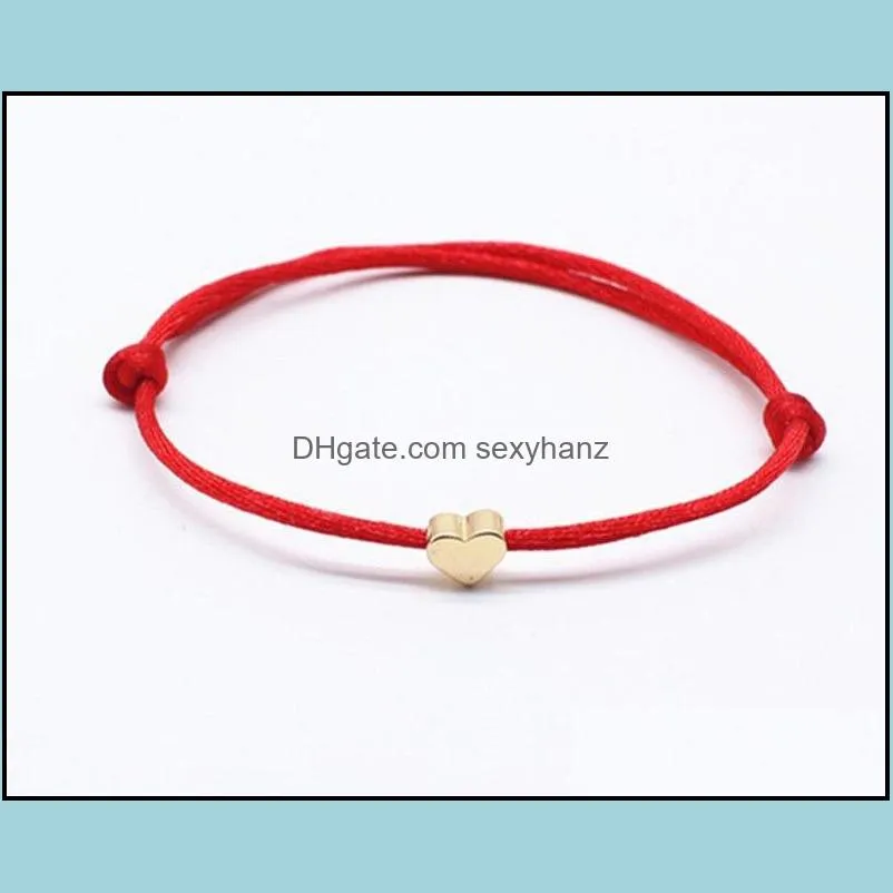 heart fivepointed star charm bracelet for women men lucky wax rope friendship bracelets red string couple jewelry