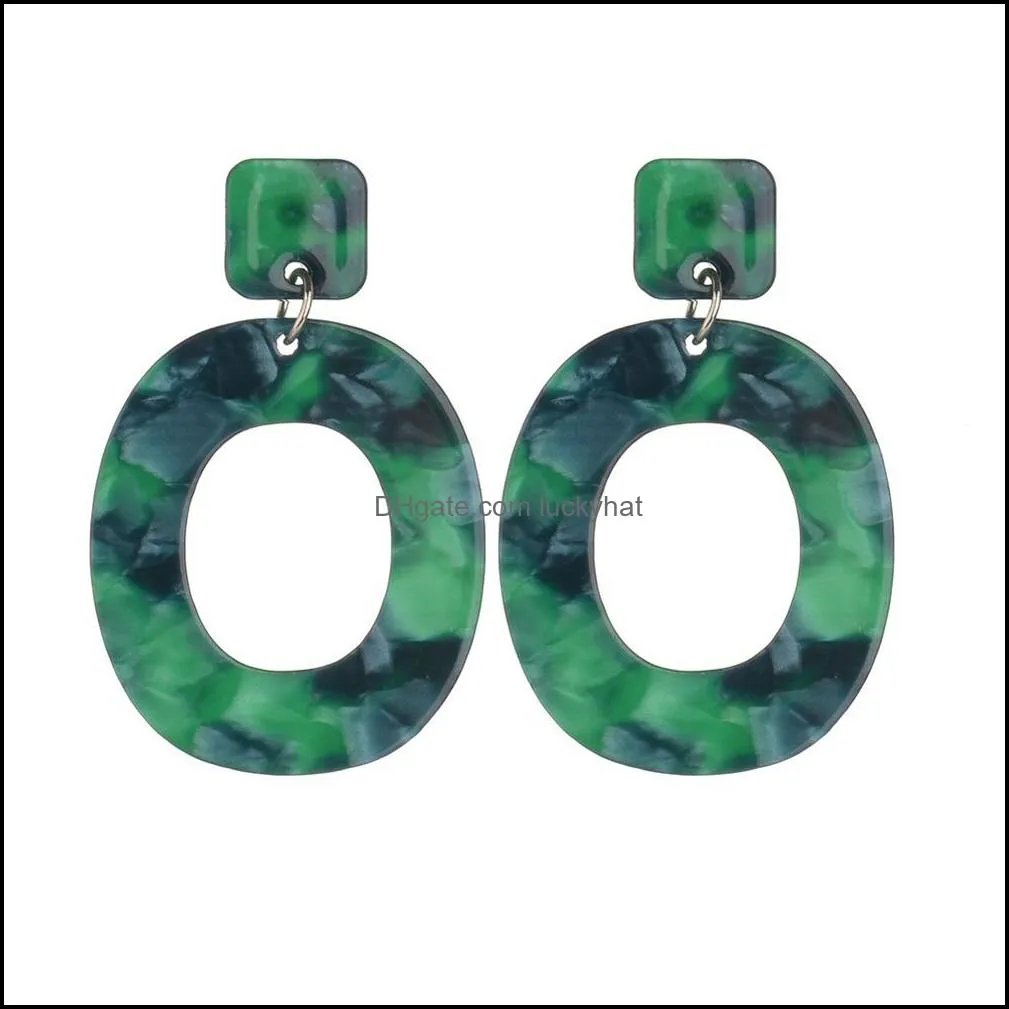 fashion green acetate version geometric earrings personality exaggerated earrings plate round drop earrings korean simple fashion