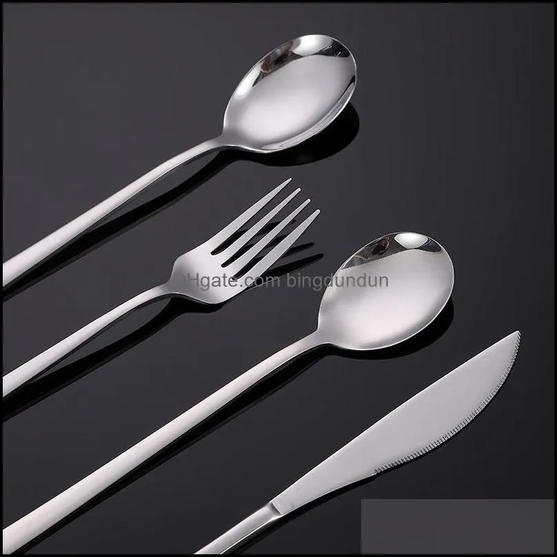 pcs dinnerware set 18/10 stainless steel tableware knife fork spoon flatware dishwasher safe cutlery drop sets