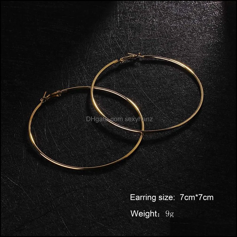  40mm80mm big hoop earring polishing exaggerated hoop ear loop smooth circle for women girls silver gold color