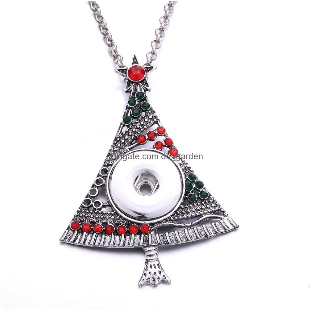christmas tree shape snap button pendant necklace fit 18mm snaps buttons jewelry snaps necklaces for women mom gift noo2