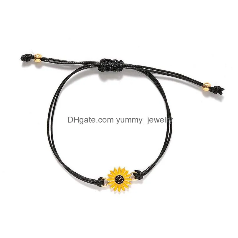 vintage jewelry adjustable sunflower bracelets wish rope bracelet sister love friendship bracelets women gifts