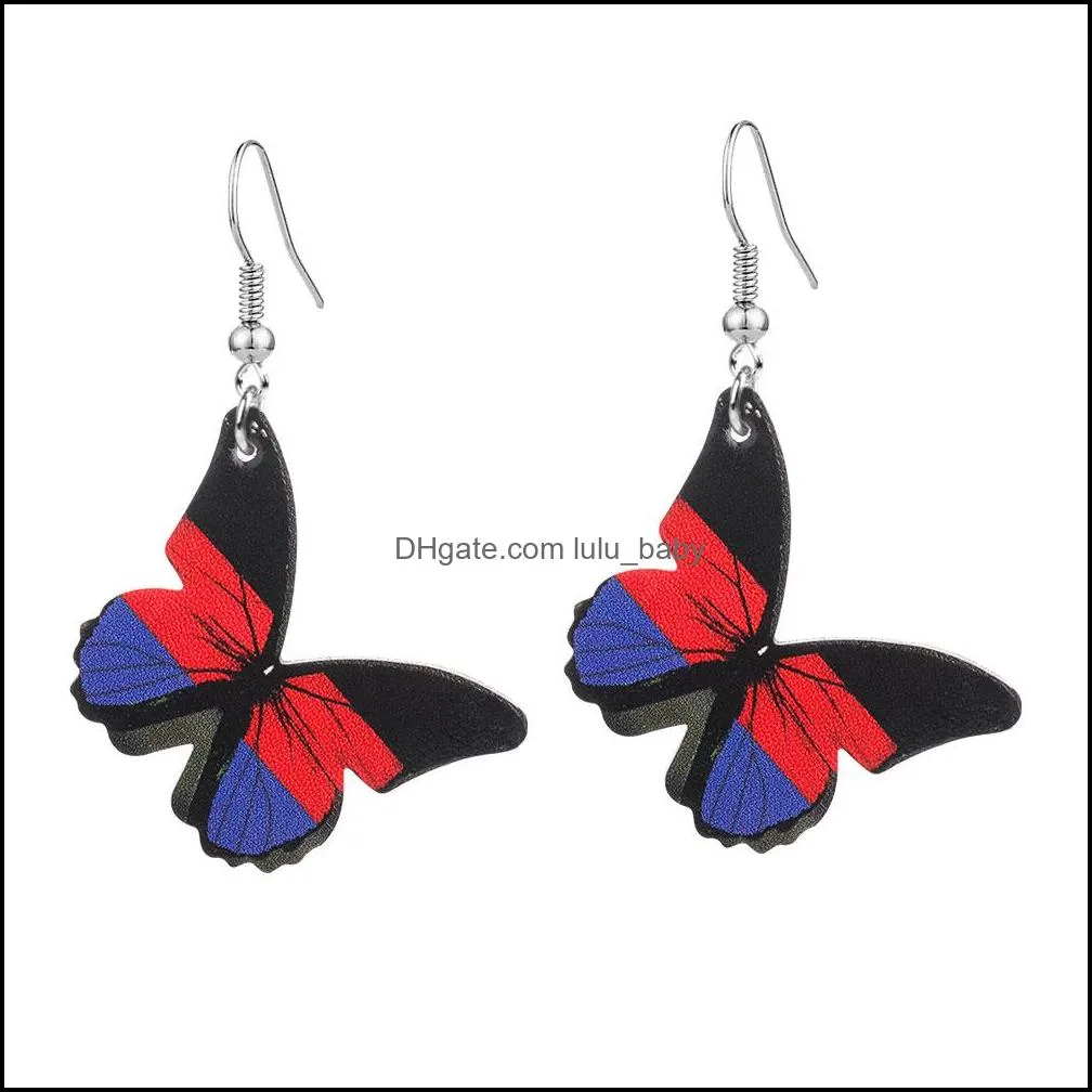 retro leather butterfly earrings charm fashion colorful water drop long statement wings earring for women party jewelry gift