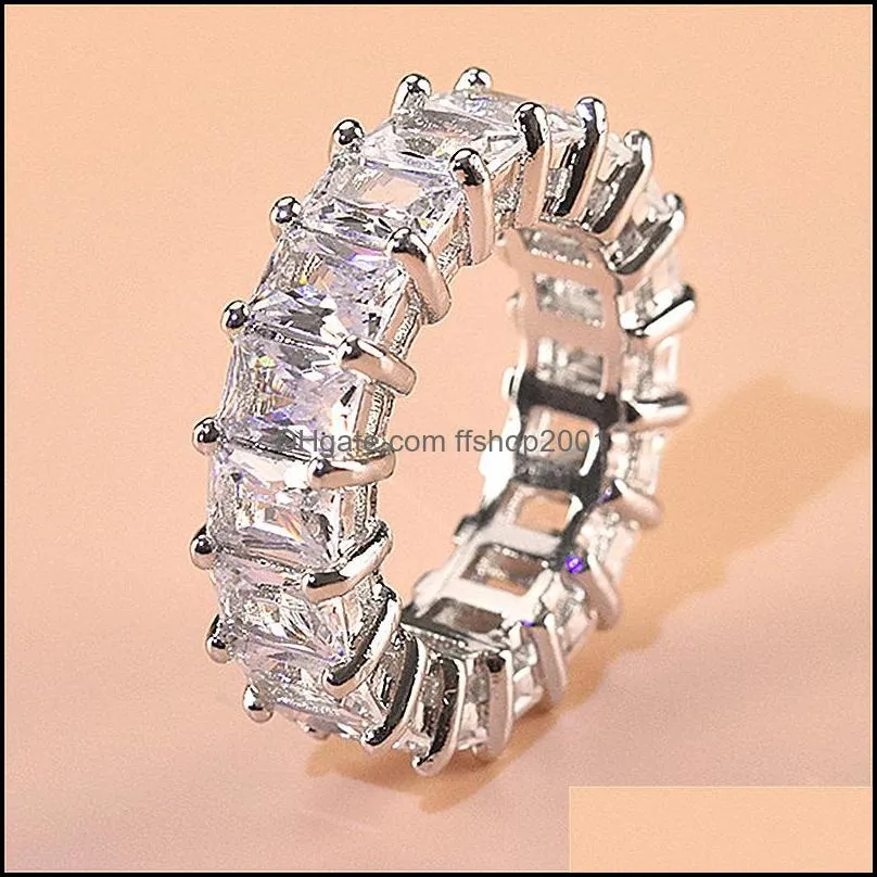 fashion luxury glamour zircon wedding rings women round square stone party rings jewelry square diamond engagement rings hand jewelry