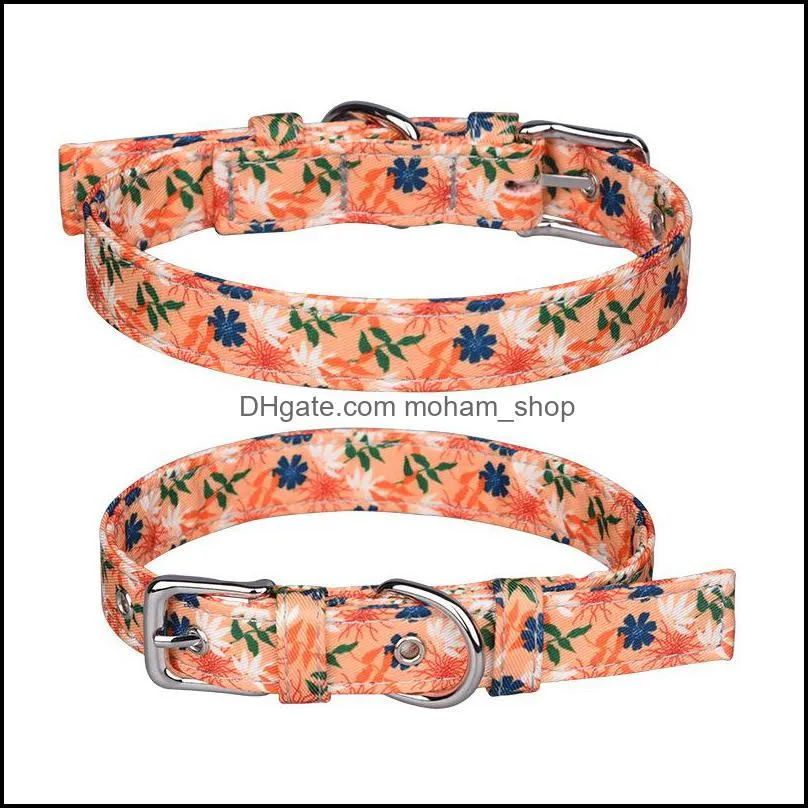 dog collar fashion canvas colorful print dog collars adjustable pin buckle rings pet supplies wholesale