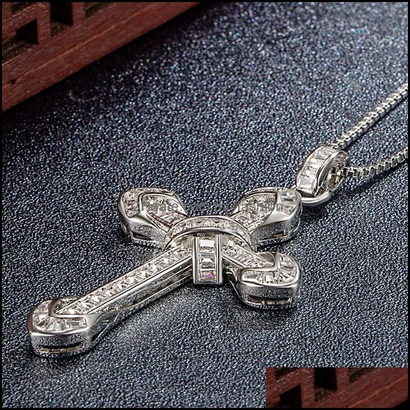 fashion cross pendant direct gold black crystal jesus cross pendant necklace jewelry microset baguette pendant clavicle necklace