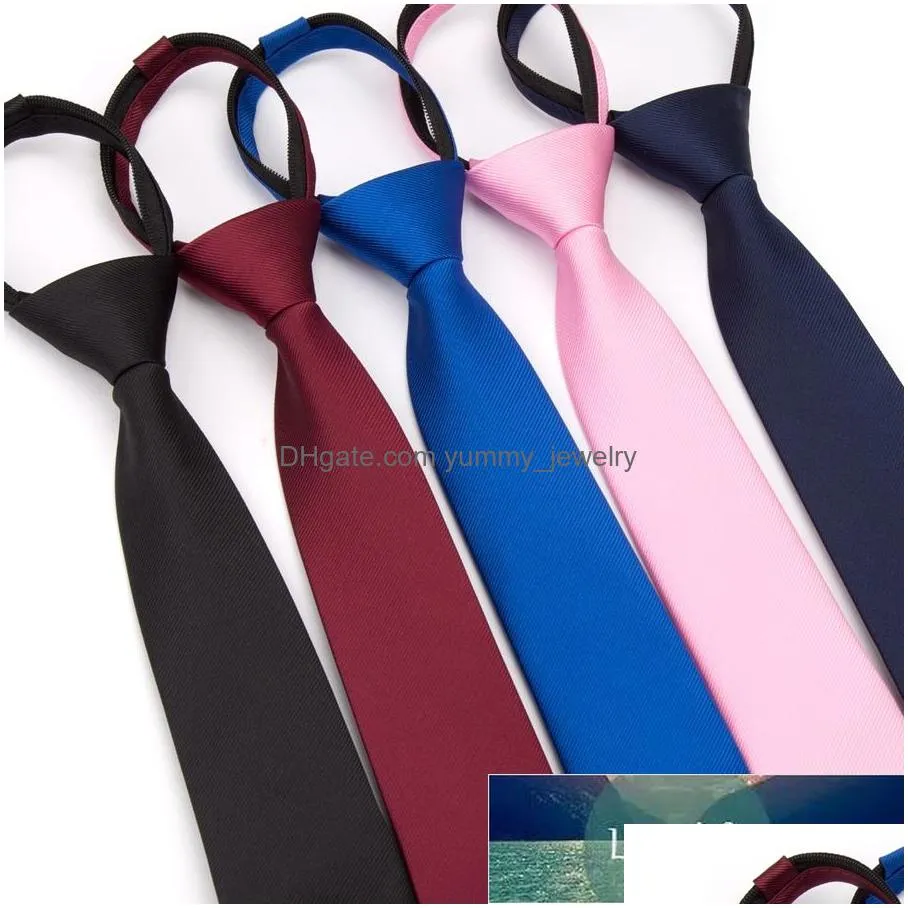 men necktie zipper lazy tie fashion solid 6cm ties business for man gravatas handkerchief bowtie mens wedding shirt accessories