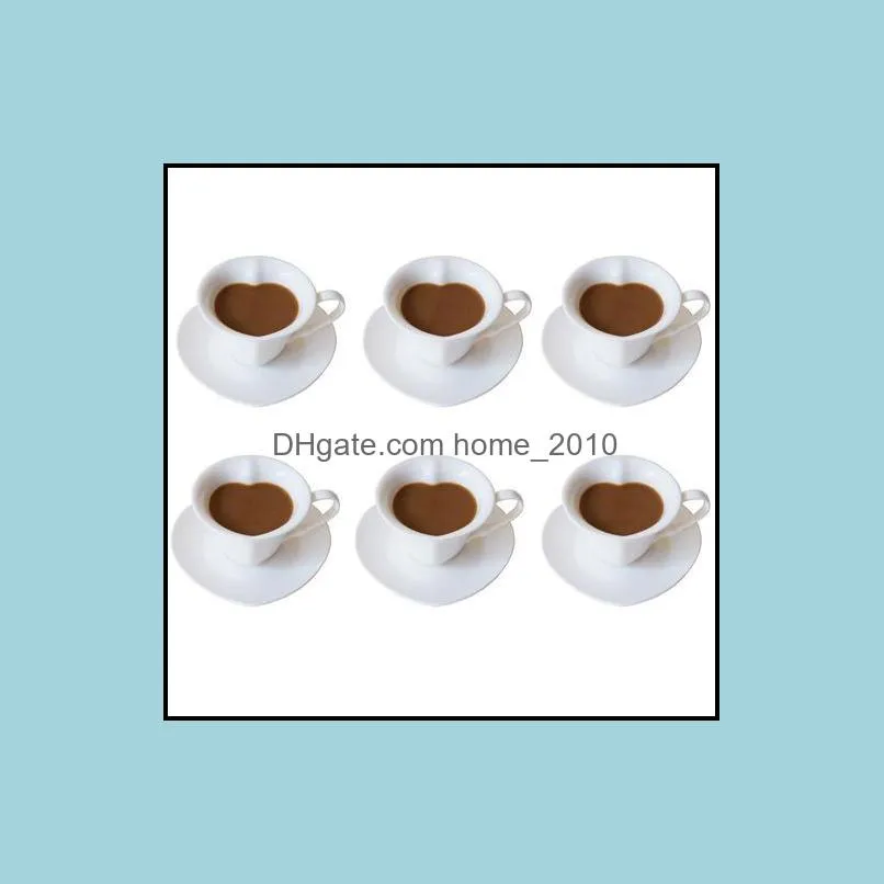 mugs european style ceramics fancy heartshaped coffee cup and saucer set pure white comma tea creative utensils