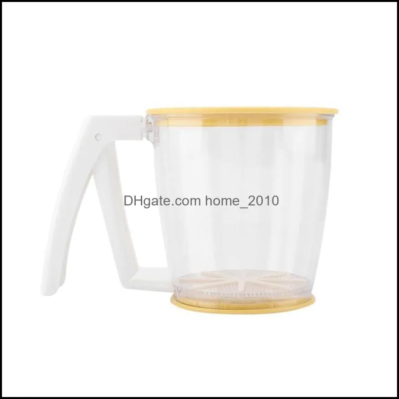 baking pastry tools handheld cup flour sifter powder mesh sieve plastic strainer supplies with lid at the bottom