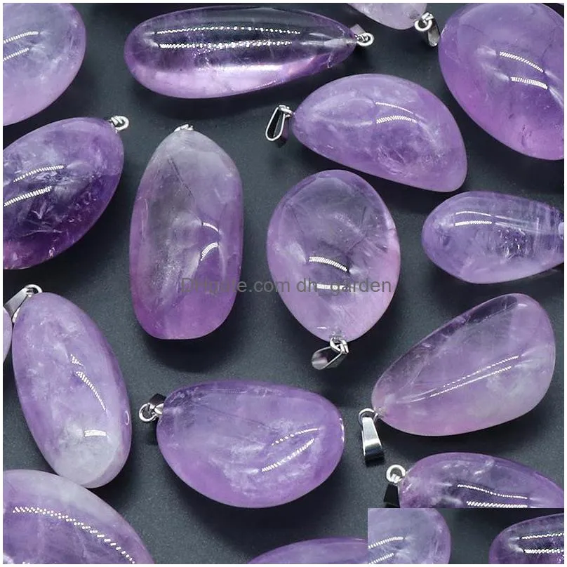 natural stone 2050mm irregular amethyst crystal pendant necklace for women jewelry