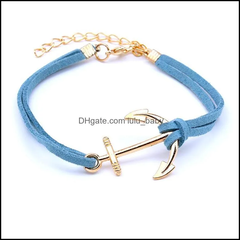 anchor bracelets for women men masculina rope 8 leather bracelets