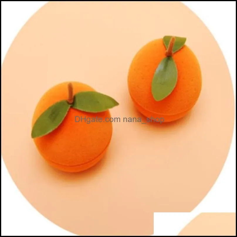 jewelry boxes festival lovely orange jewelry case plastic flocking ring gift box kawaii rings display 55 e3