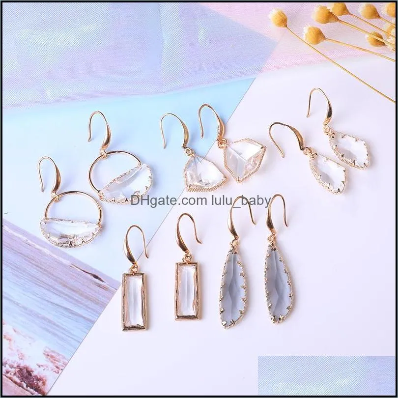 2019 colorful irregular crystal drop earrings big hoop dangle earring for women lady boho statement glass dangle ear jewelry gifts