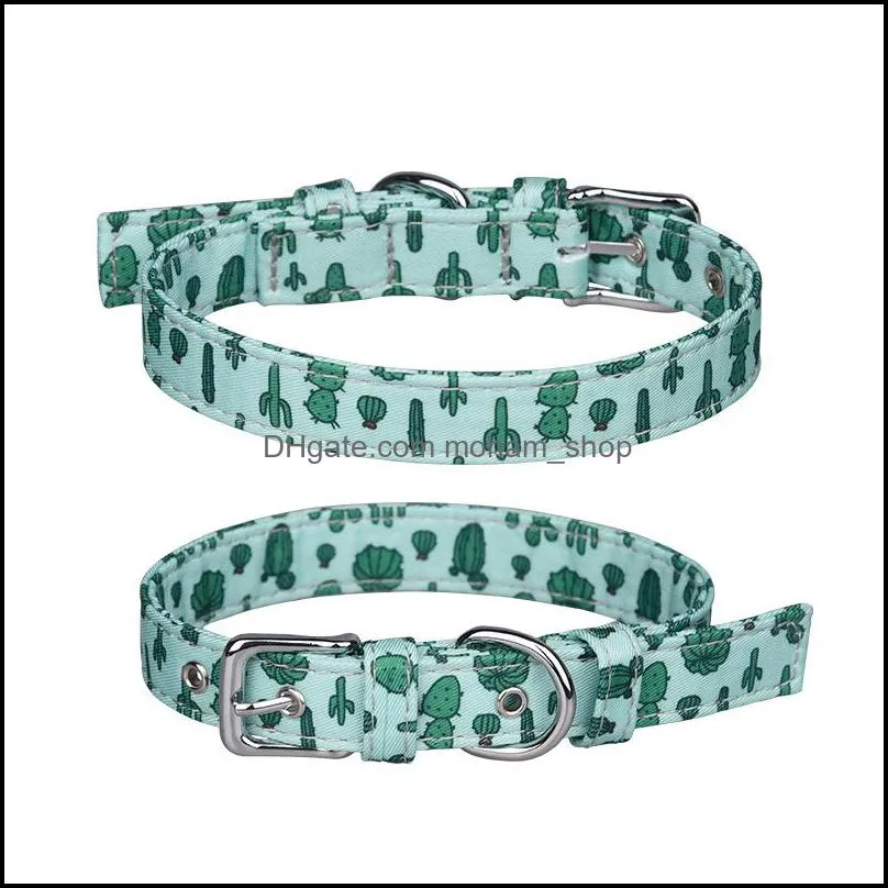 dog collar fashion canvas colorful print dog collars adjustable pin buckle rings pet supplies wholesale