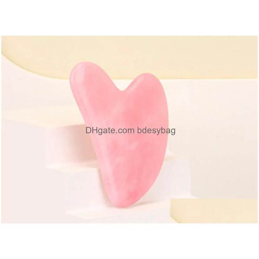 natural rock crystal quartz heart shape powder crystal health scraping board face beauty health scraping tablets