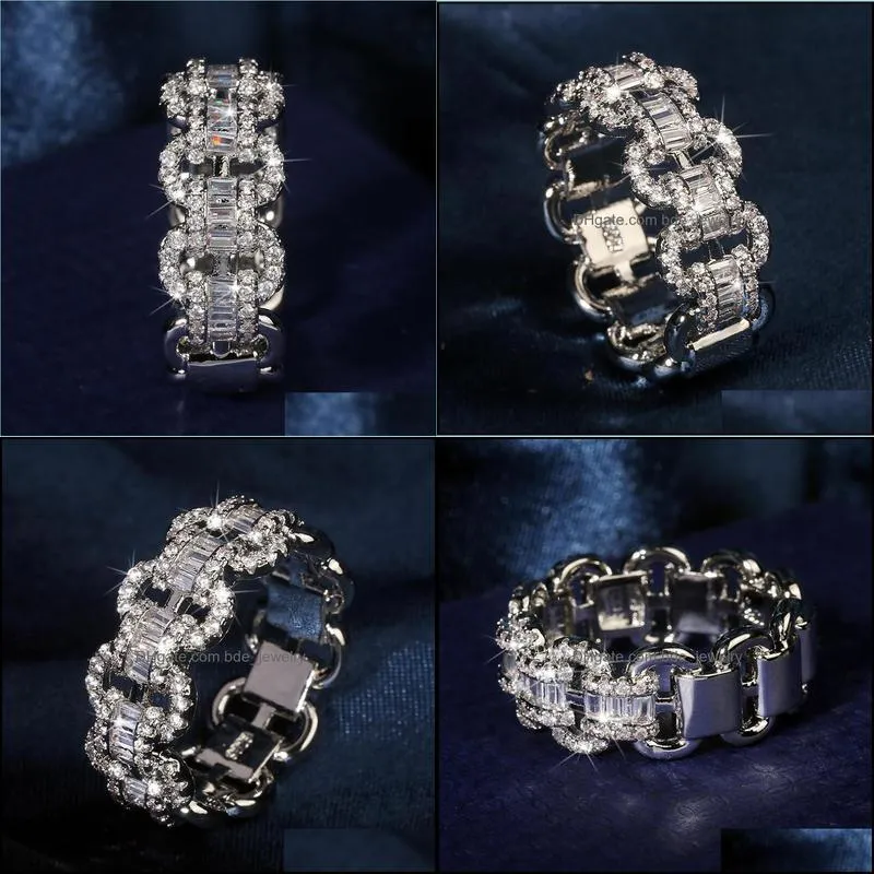 brand vintage jewelry unique women fashion real 925 sterling silver princess cut white topaz cz diamond women wedding chain