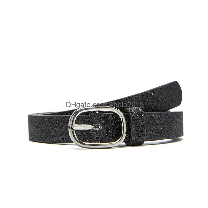 spring europe womens decoration slim clothes jeans belt eyes metal needle round buckle simple pu leather glitter belts