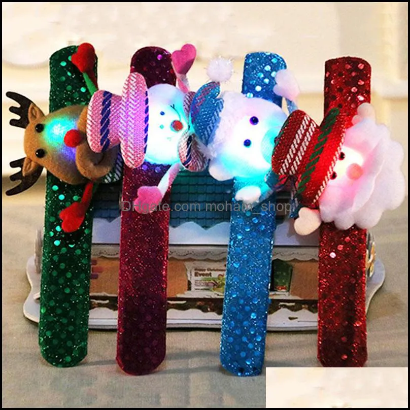 led kids bracelet chirstmas handband wristband cartoon deer santa claus snowman pat circle party supplies xmas decorations dh0184