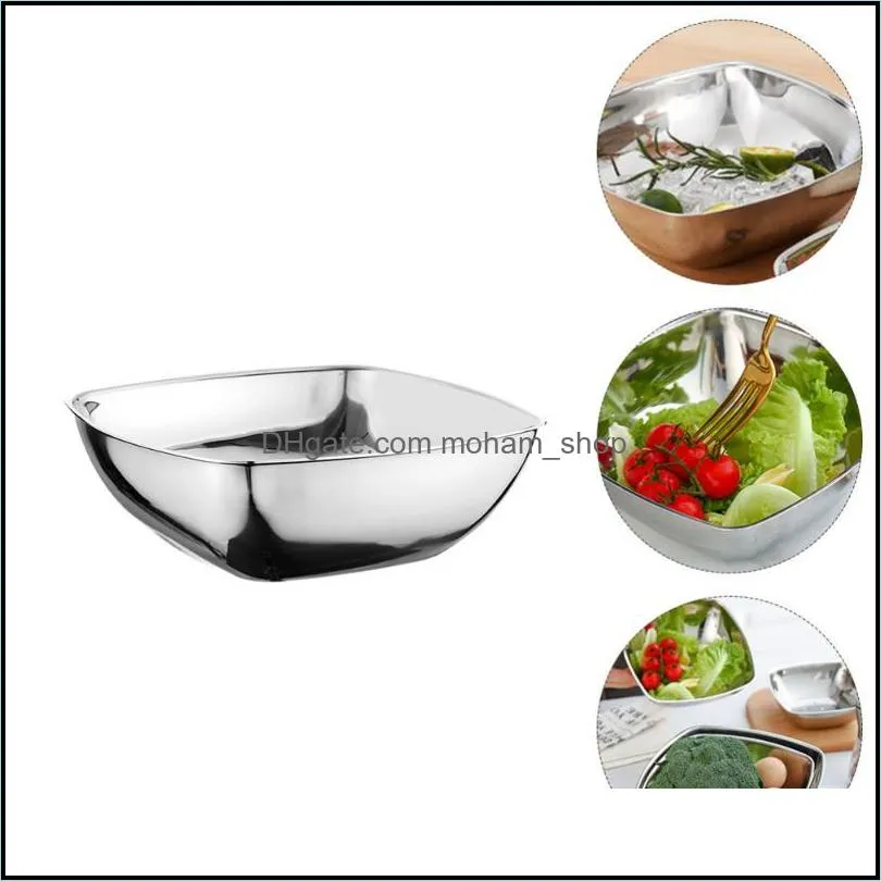 1pc stainless steel salad bowl creative snack plate soup kitchen supply bowls