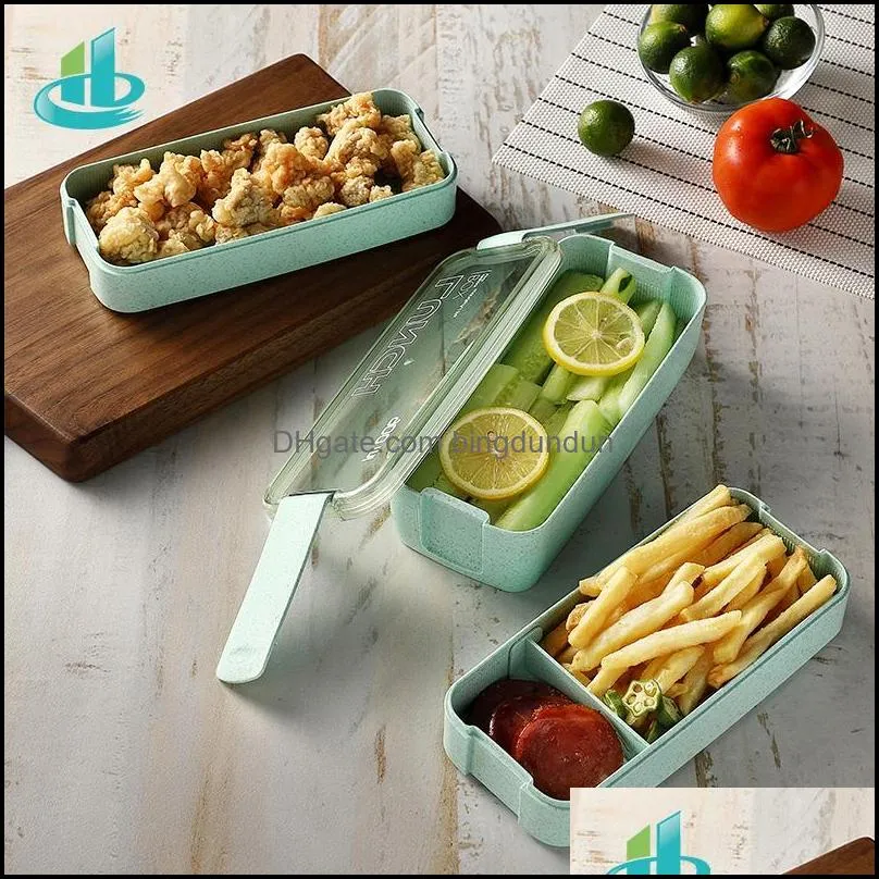 dinnerware sets 900ml portable healthy material lunch box 3 layer wheat straw bento boxes microwave storage container foodbox