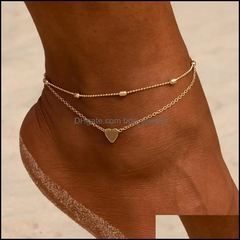 17km bohemian gold butterfly chain anklets set for women girls fashion multilayer anklet foot ankle bracelet beach jewelry 828 r2