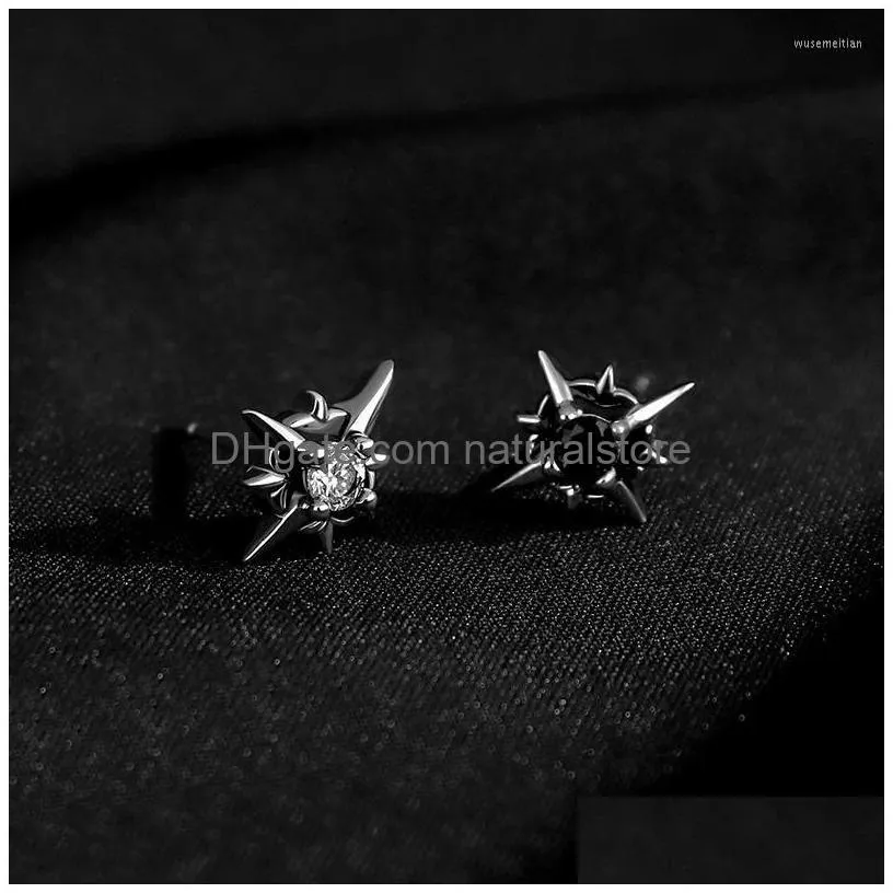 stud earrings men silver color fashion star zircon crystal small for women couples personality earings jewelry party gifts