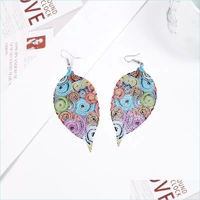 vintage colorful hollow out metal leaf dangle drop earrings for women fashion ear rings jewelry c3