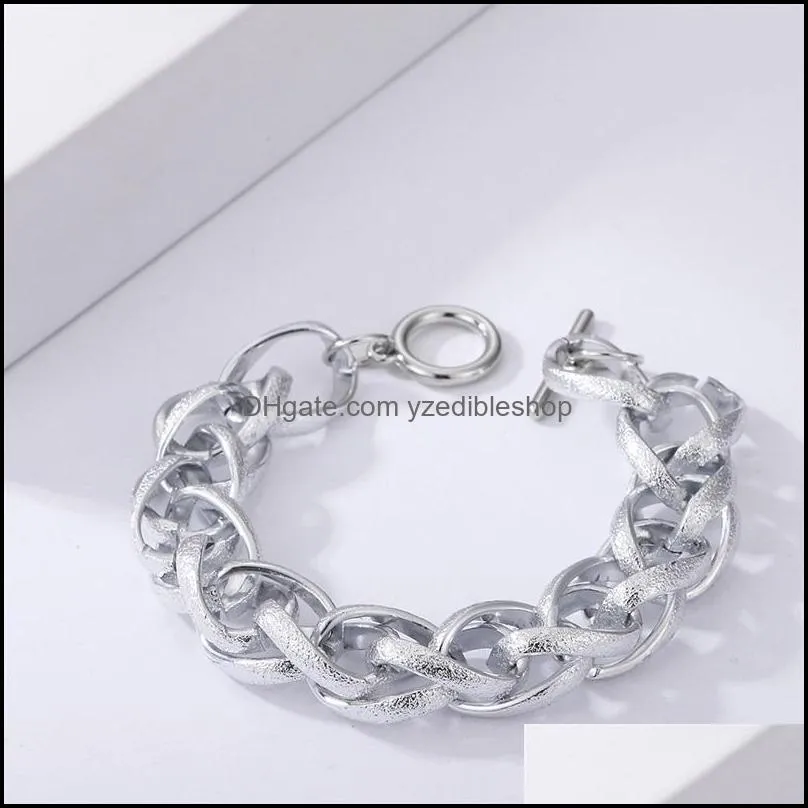 multilayer hollow thick matte gold silver color link chain bracelet for women gifts friends jewelry wholesale c3
