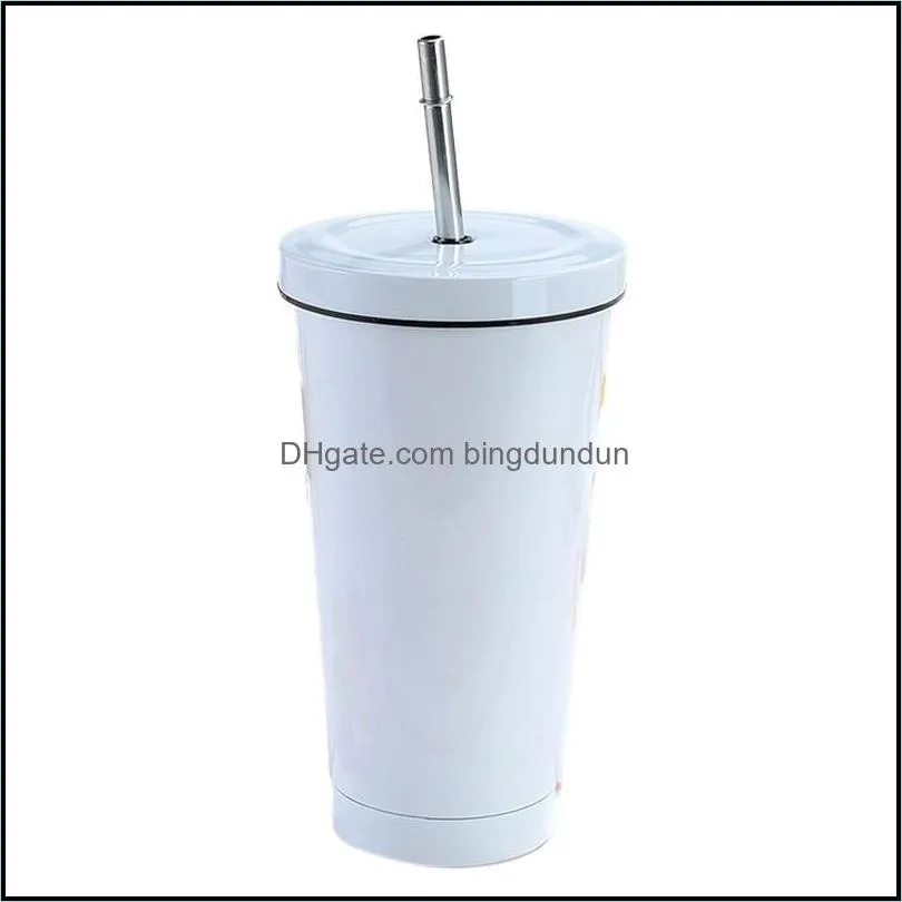 mugs straw cup stainless steel 304 doublelayer vacuum insulation coffee car portable water